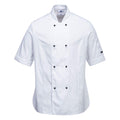 White - Front - Portwest Womens-Ladies Rachel Short-Sleeved Chef Jacket