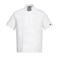 White - Front - Portwest Mens Cumbria Short-Sleeved Chef Jacket