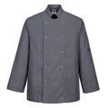 Slate Grey - Front - Portwest Mens Suffolk Long-Sleeved Chef Jacket