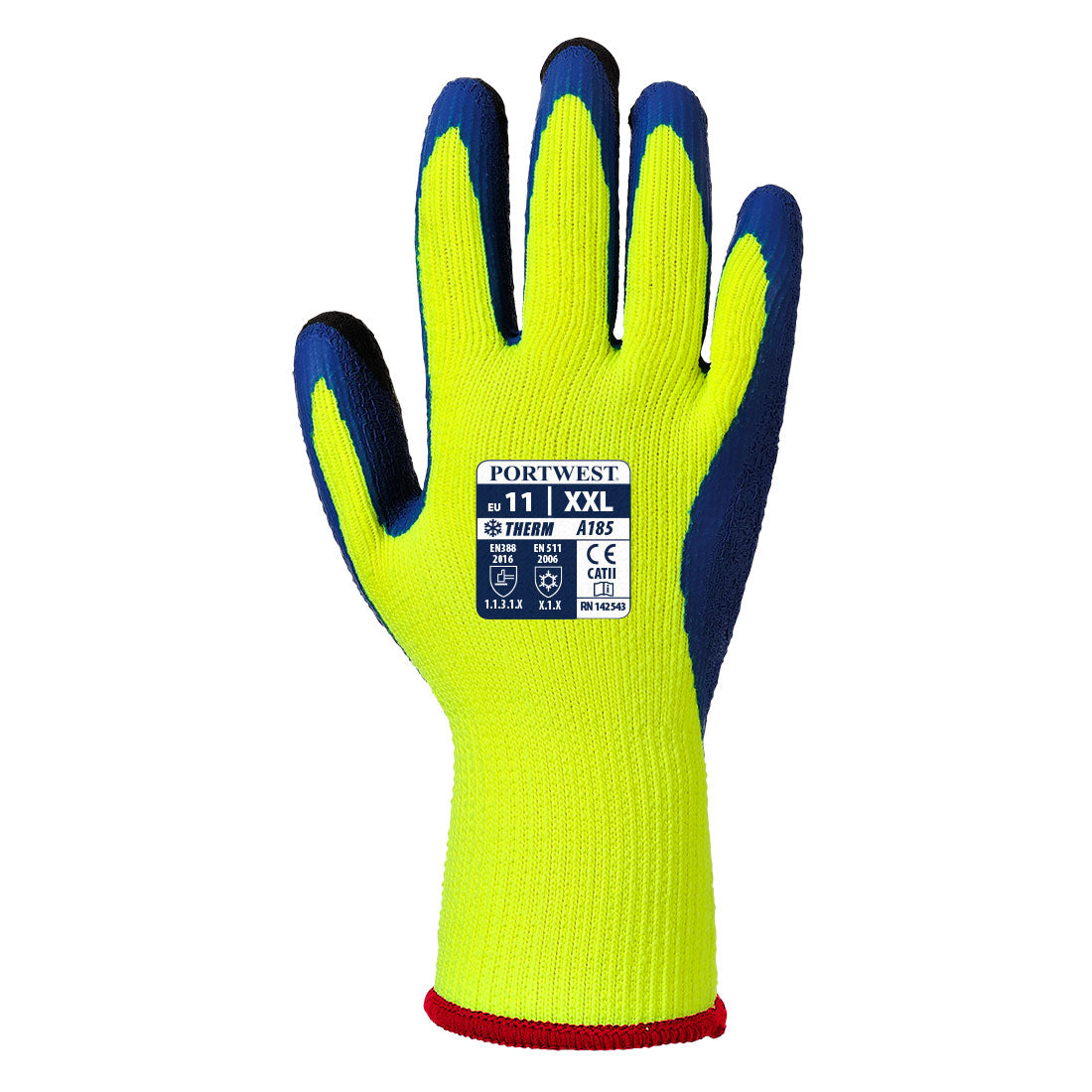 Yellow-Blue - Back - Portwest Unisex Adult A185 Duo-Therm Grip Gloves