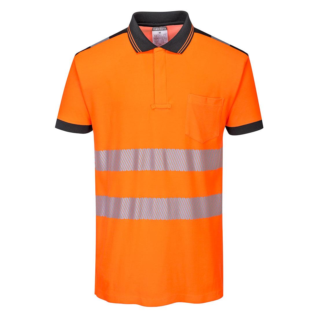Orange-Black - Front - Portwest Mens PW3 Hi-Vis Comfort Safety Polo Shirt