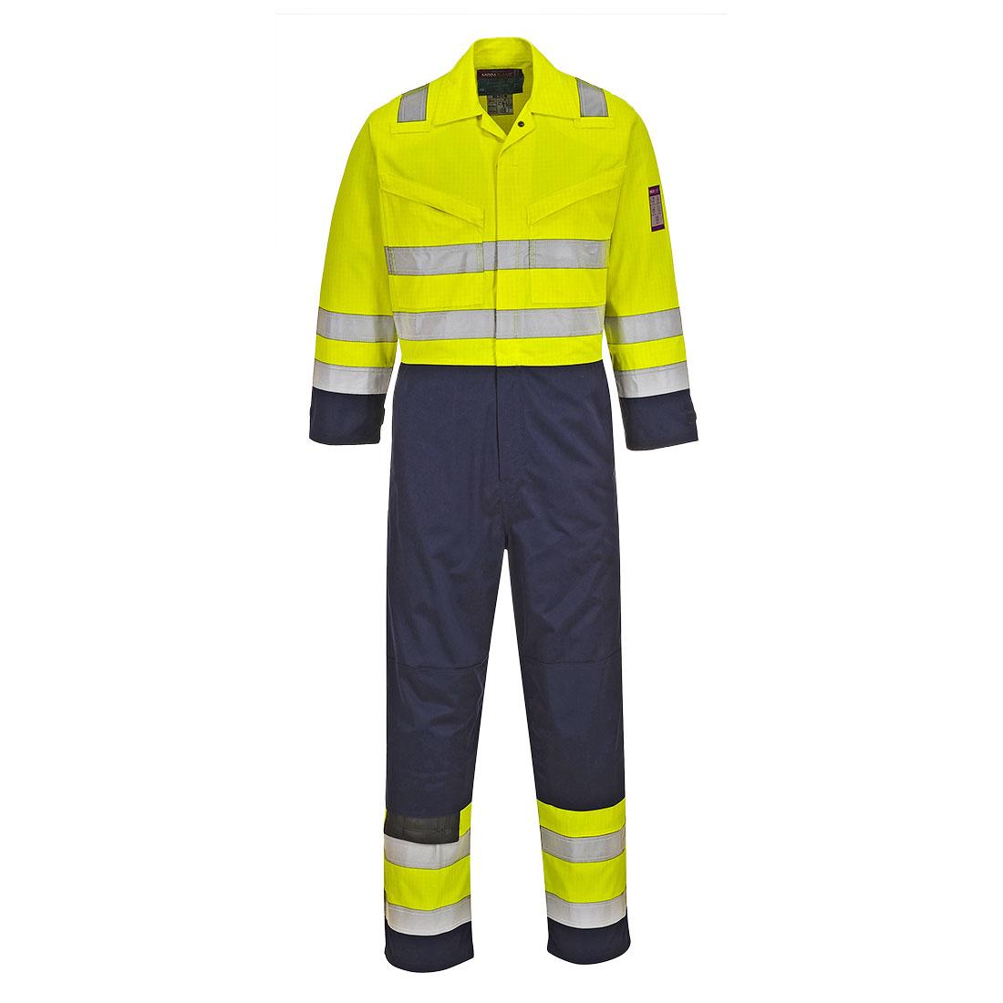 Yellow-Navy - Front - Portwest Unisex Adult Modaflame Hi-Vis Overalls