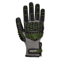 Black-Green - Back - Portwest Unisex Adult A755 VHR15 Impact Resistant Nitrile Grip Gloves