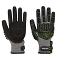 Black-Green - Front - Portwest Unisex Adult A755 VHR15 Impact Resistant Nitrile Grip Gloves