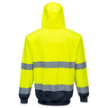 Yellow-Navy - Back - Portwest Mens Contrast Hi-Vis Full Zip Hoodie