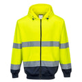 Yellow-Navy - Front - Portwest Mens Contrast Hi-Vis Full Zip Hoodie