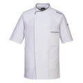 White - Front - Portwest Mens Surrey Short-Sleeved Chef Jacket