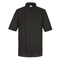 Black - Front - Portwest Mens Surrey Short-Sleeved Chef Jacket