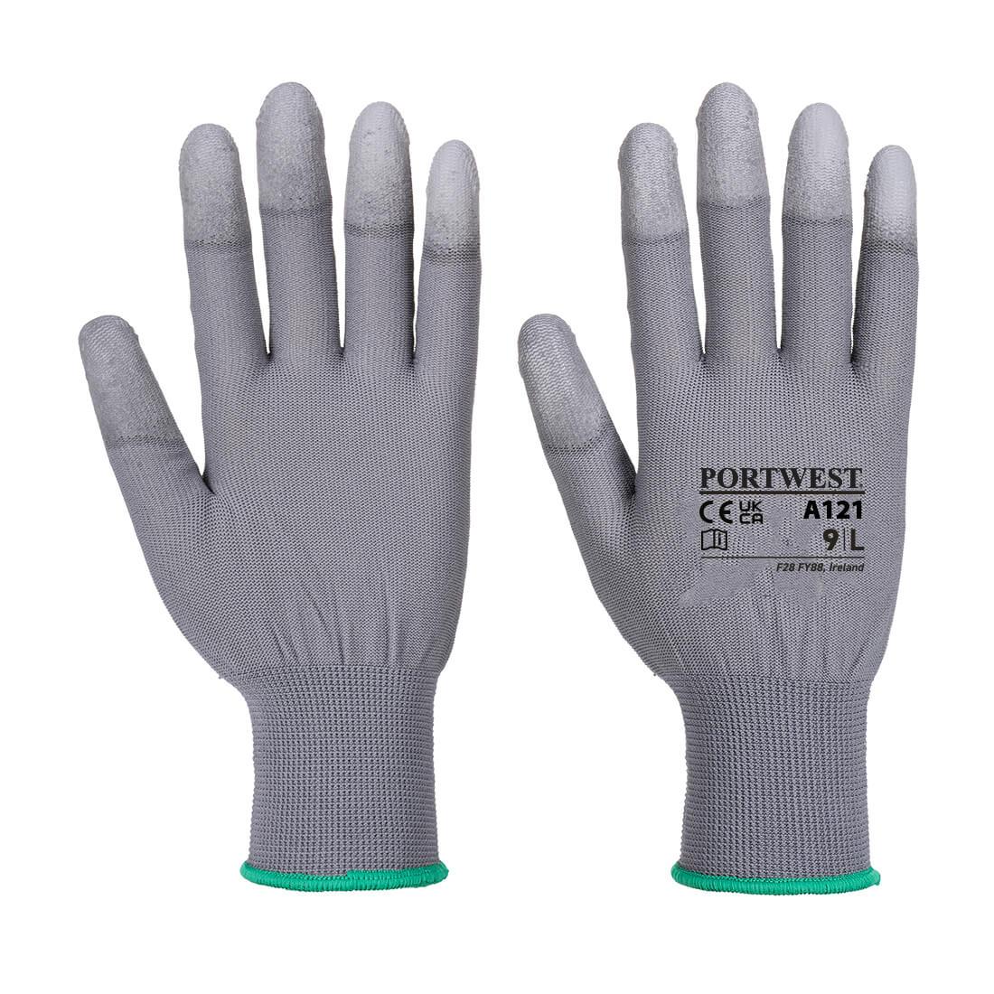 Grey - Front - Portwest Unisex Adult A121 PU Fingertip Grip Gloves