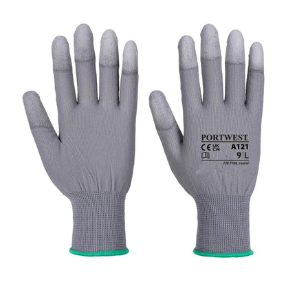 Grey - Front - Portwest Unisex Adult A121 PU Fingertip Grip Gloves