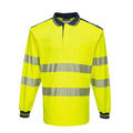 Yellow-Navy - Front - Portwest Mens PW3 Hi-Vis Comfort Long-Sleeved Polo Shirt