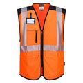 Orange-Black - Front - Portwest Mens Hi-Vis Safety Hi-Vis Vest