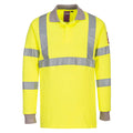 Yellow - Front - Portwest Mens Hi-Vis Flame Resistant Anti-Static Long-Sleeved Polo Shirt