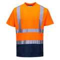 Orange-Navy - Front - Portwest Mens Contrast High-Vis Short-Sleeved T-Shirt