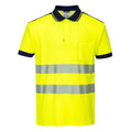 Yellow-Navy - Front - Portwest Mens PW3 Hi-Vis Comfort Polo Shirt