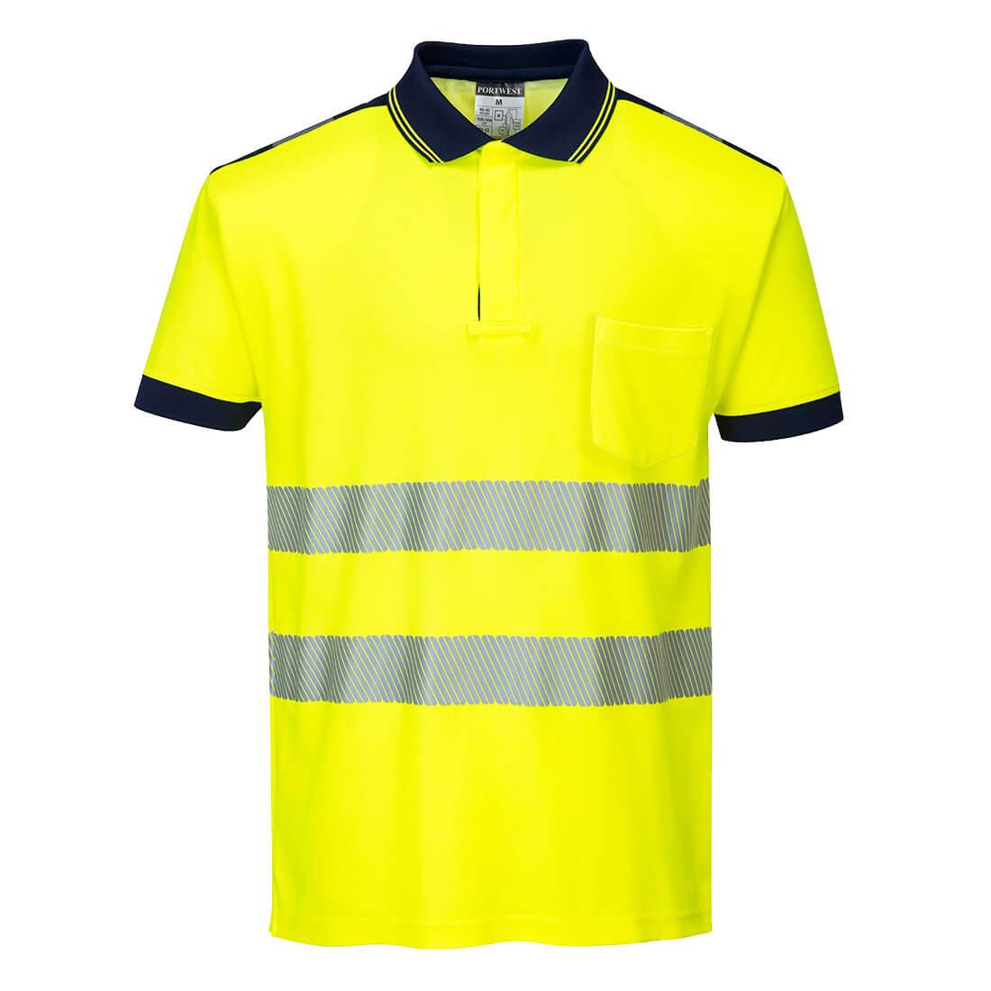 Yellow-Navy - Front - Portwest Mens PW3 Hi-Vis Comfort Polo Shirt