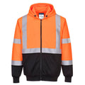 Orange-Black - Front - Portwest Mens Two Tone Hi-Vis Safety Full Zip Hoodie