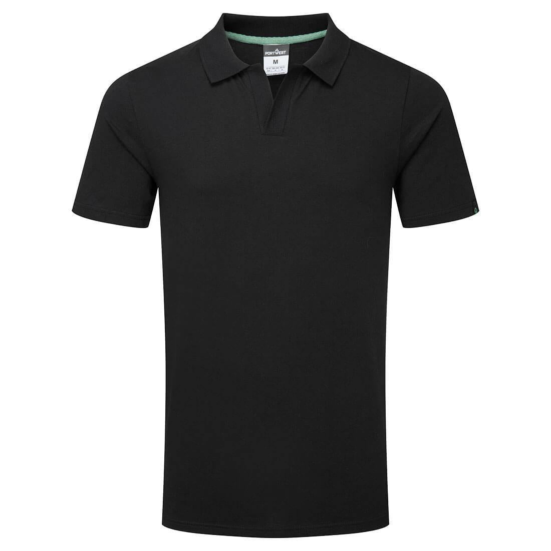 Black - Back - Portwest Mens Organic Cotton Recyclable Polo Shirt