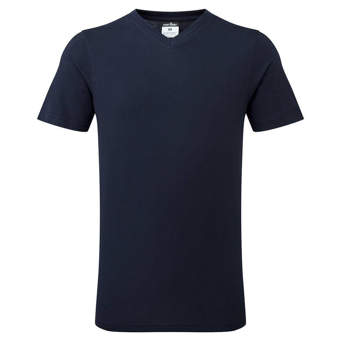 Navy - Back - Portwest Mens Cotton V Neck T-Shirt