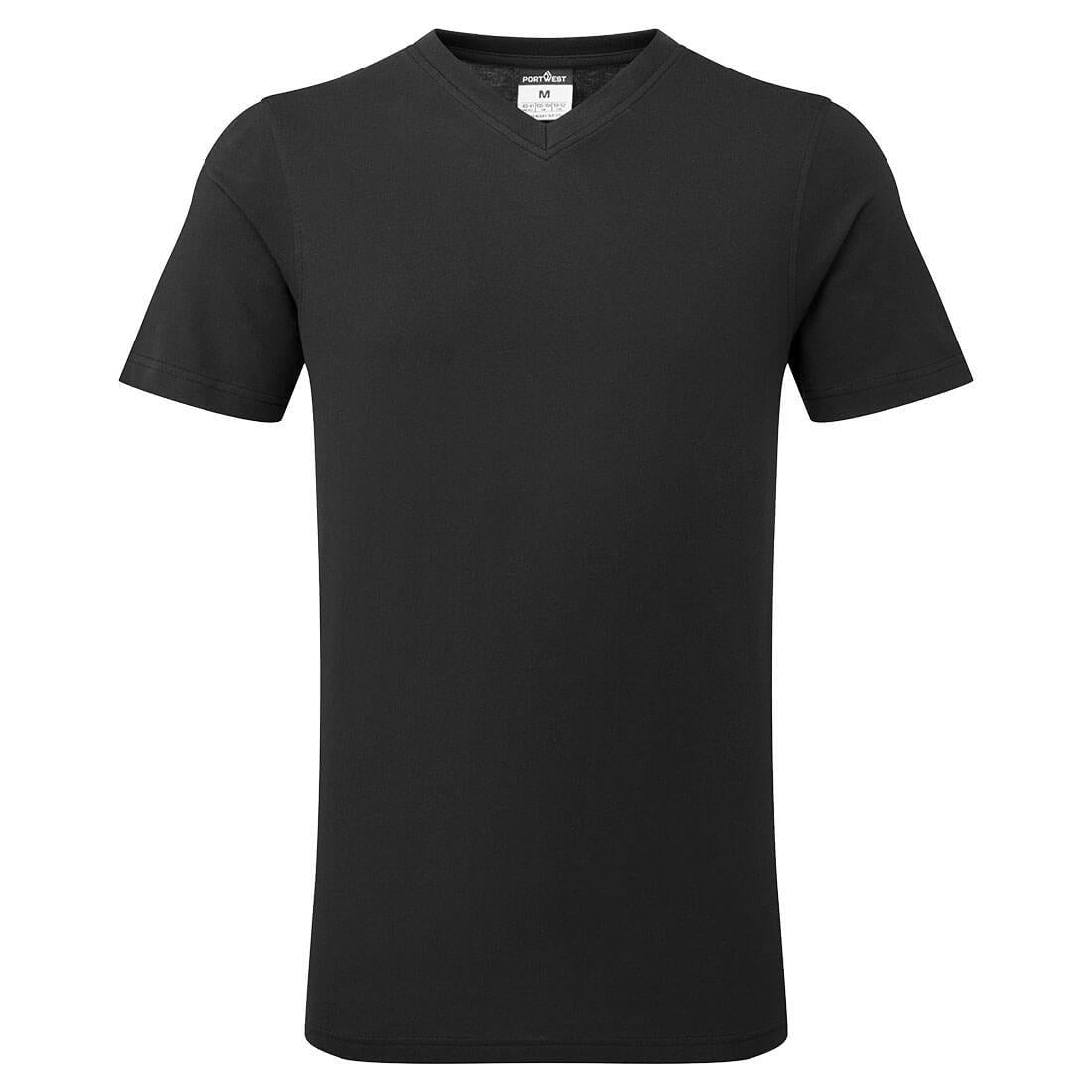 Black - Front - Portwest Mens Cotton V Neck T-Shirt