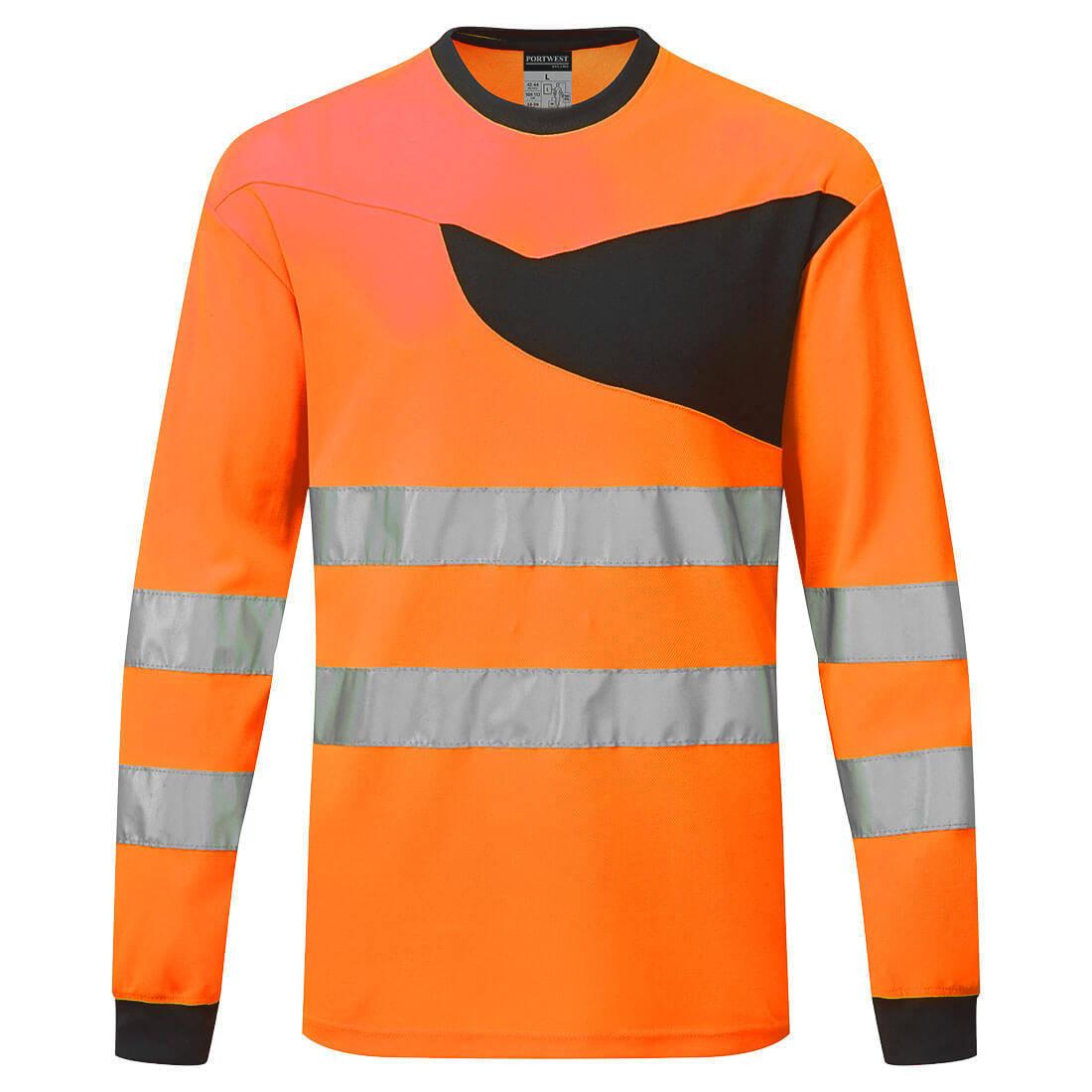 Orange-Black - Back - Portwest Mens PW2 Hi-Vis Long-Sleeved T-Shirt