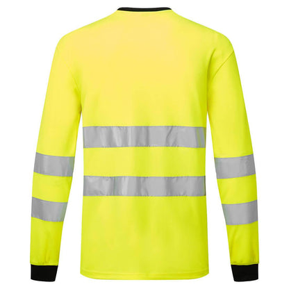 Yellow-Black - Side - Portwest Mens PW2 Hi-Vis Long-Sleeved T-Shirt