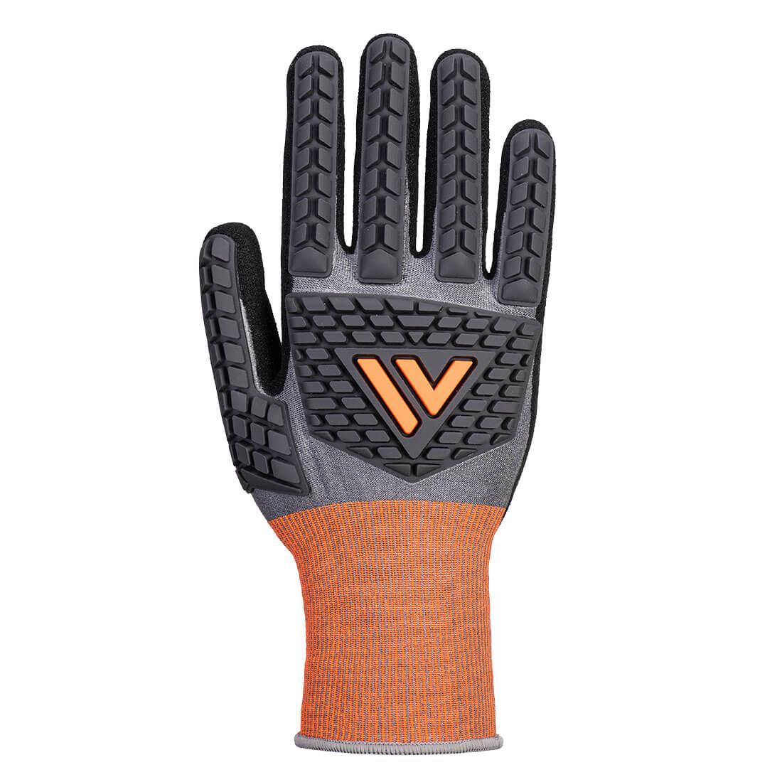 Grey-Black - Front - Portwest CT Cut D18 Low Impact Nitrile Safety Gloves