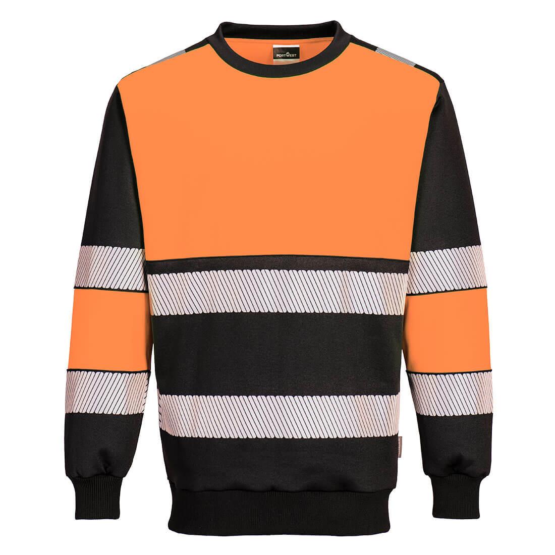 Orange-Black - Front - Portwest Mens PW3 Class 1 Hi-Vis Sweatshirt