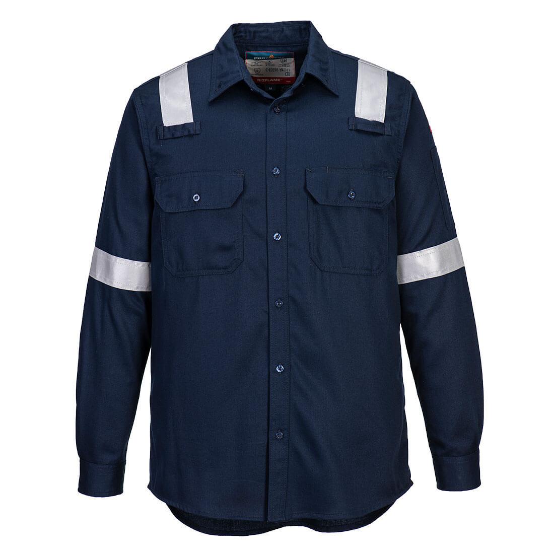 Navy - Front - Portwest Mens Bizflame Work Lightweight Shirt