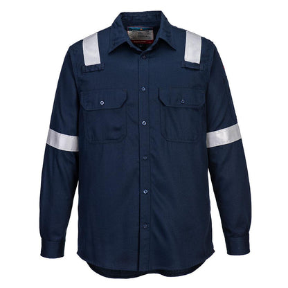 Navy - Front - Portwest Mens Bizflame Work Lightweight Shirt