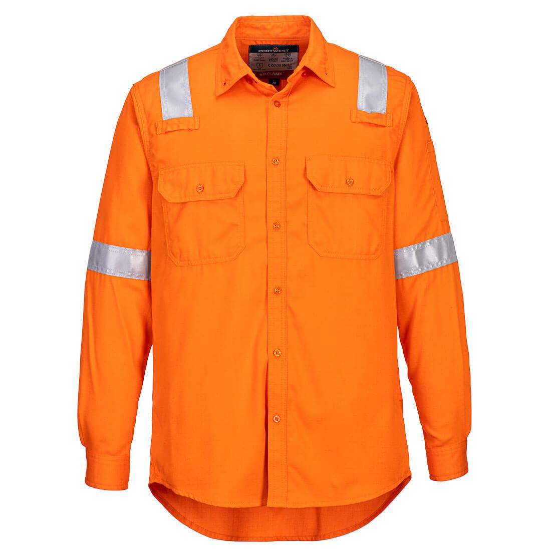 Orange - Front - Portwest Mens Bizflame Work Lightweight Shirt