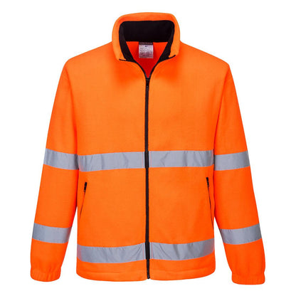 Orange - Front - Portwest Mens Fleece Hi-Vis Safety Windbreaker