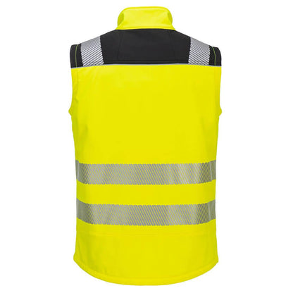 Yellow-Black - Back - Portwest Unisex Adult Hi-Vis Softshell 3 Layer Gilet