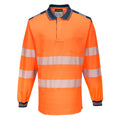 Orange-Navy - Front - Portwest Mens PW3 Cotton Hi-Vis Safety Polo Shirt