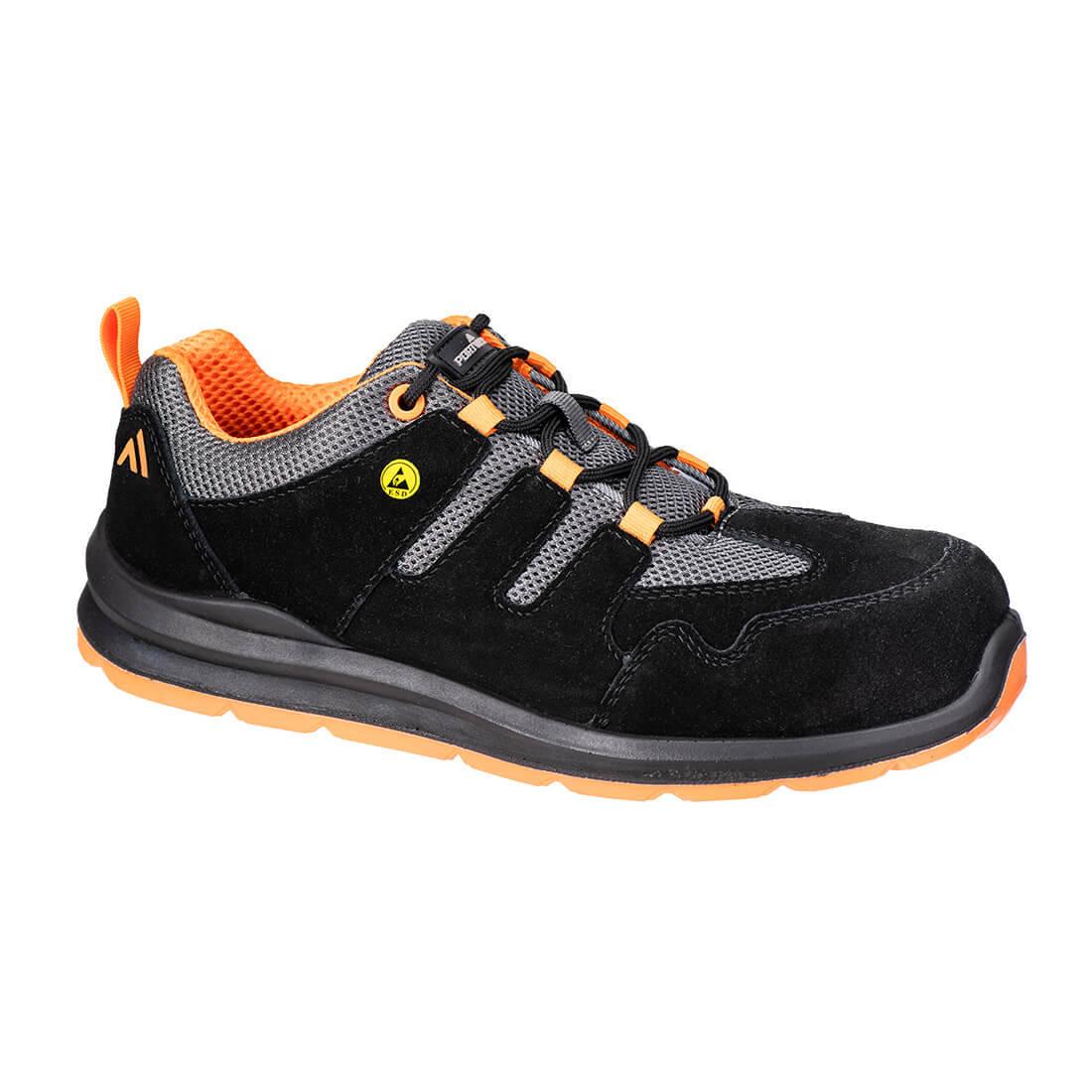 Black-Orange - Back - Portwest Unisex Adult S1 ESD SR FO Cow Suede Composite Toecap Safety Trainers