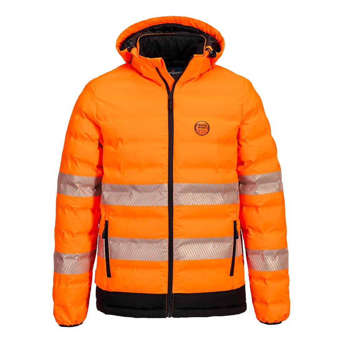 Orange-Black - Back - Portwest Mens Hi-Vis Tunnel Ultrasonic Heated Padded Jacket