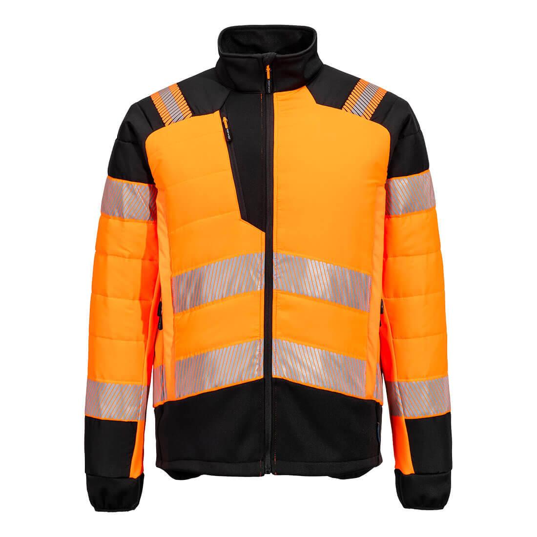 Orange-Black - Back - Portwest Mens PW3 Padded High-Vis Hybrid Jacket