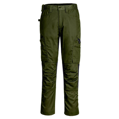Olive Green - Front - Portwest Mens WX2 Eco Stretch Work Trousers