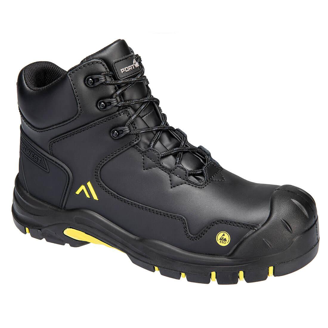 Black-Yellow - Front - Portwest Unisex Adult Action Leather Composite Toecap Mid Boots