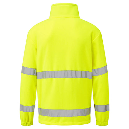Yellow - Back - Portwest Unisex Adult Hi-Vis Half Zip Fleece Top