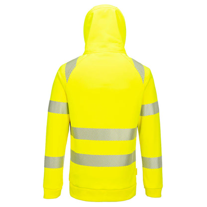 Yellow-Black - Back - Portwest Unisex Adult DX4 Hi-Vis Quarter Zip Hoodie