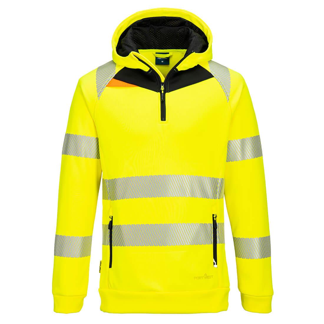 Yellow-Black - Front - Portwest Unisex Adult DX4 Hi-Vis Quarter Zip Hoodie