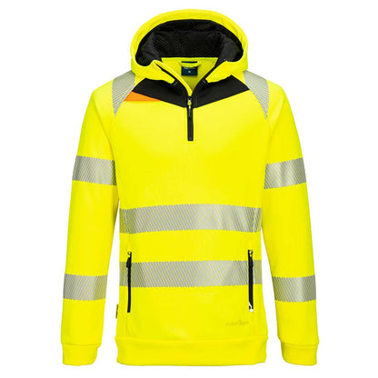 Yellow-Black - Front - Portwest Unisex Adult DX4 Hi-Vis Quarter Zip Hoodie