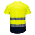 Yellow-Navy - Back - Portwest Mens Contrast Hi-Vis T-Shirt