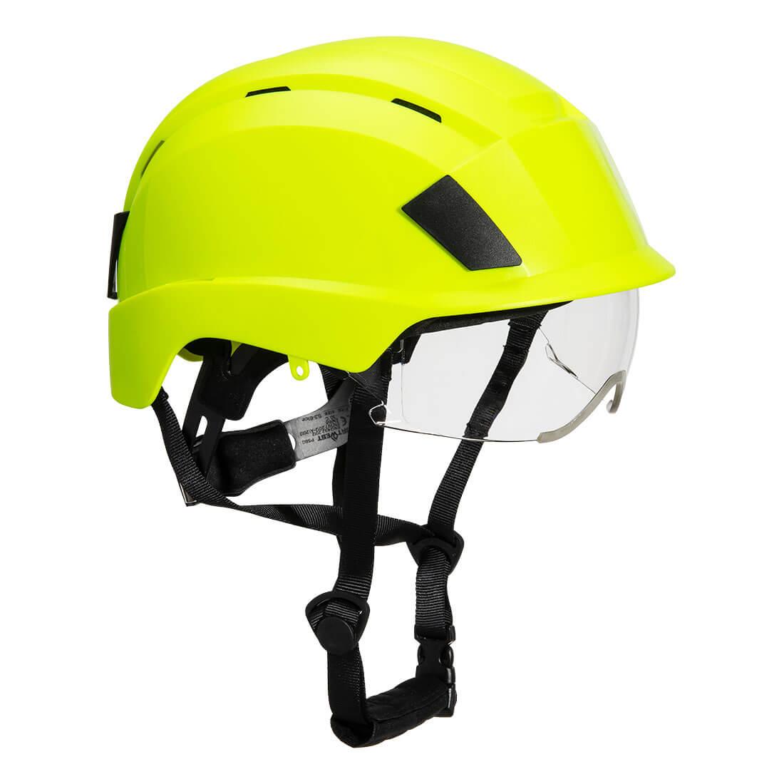 Yellow - Front - Portwest Polycarbonate Integrated Visor Helmet