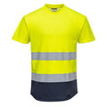 Yellow-Navy - Front - Portwest Mens Contrast Hi-Vis T-Shirt