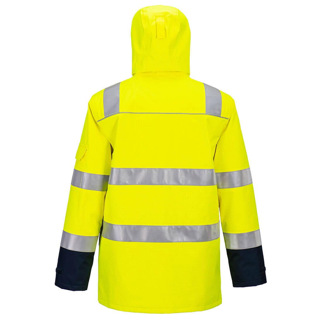 Yellow-Navy - Back - Portwest Unisex Adult FR605 Bizflame Rain Hi-Vis Jacket
