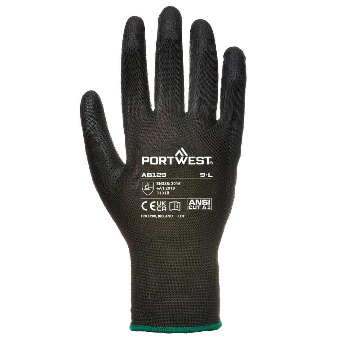 Black - Back - Portwest AB129 PU Safety Gloves (Pack of 288)