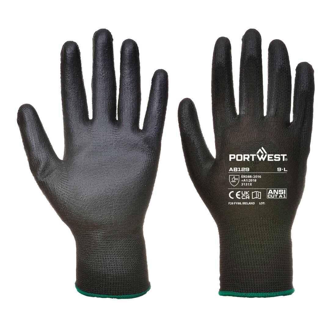 Black - Front - Portwest AB129 PU Safety Gloves (Pack of 288)