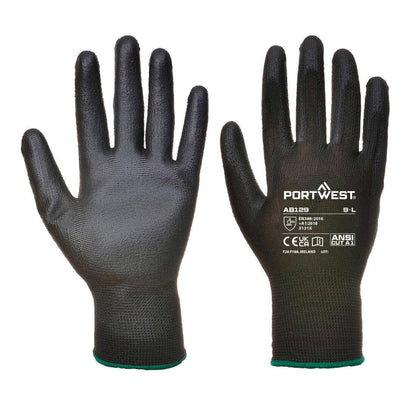 Black - Front - Portwest AB129 PU Safety Gloves (Pack of 288)